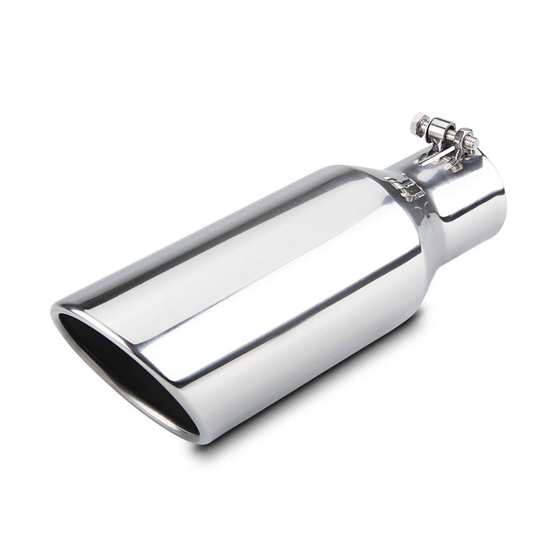 LCGP 2.5 Inch Inlet Exhaust Tip,2.5" x 4" x 12" Polished Exhaust Tailpipe Tip for Truck With Bolt On Design - Image 1